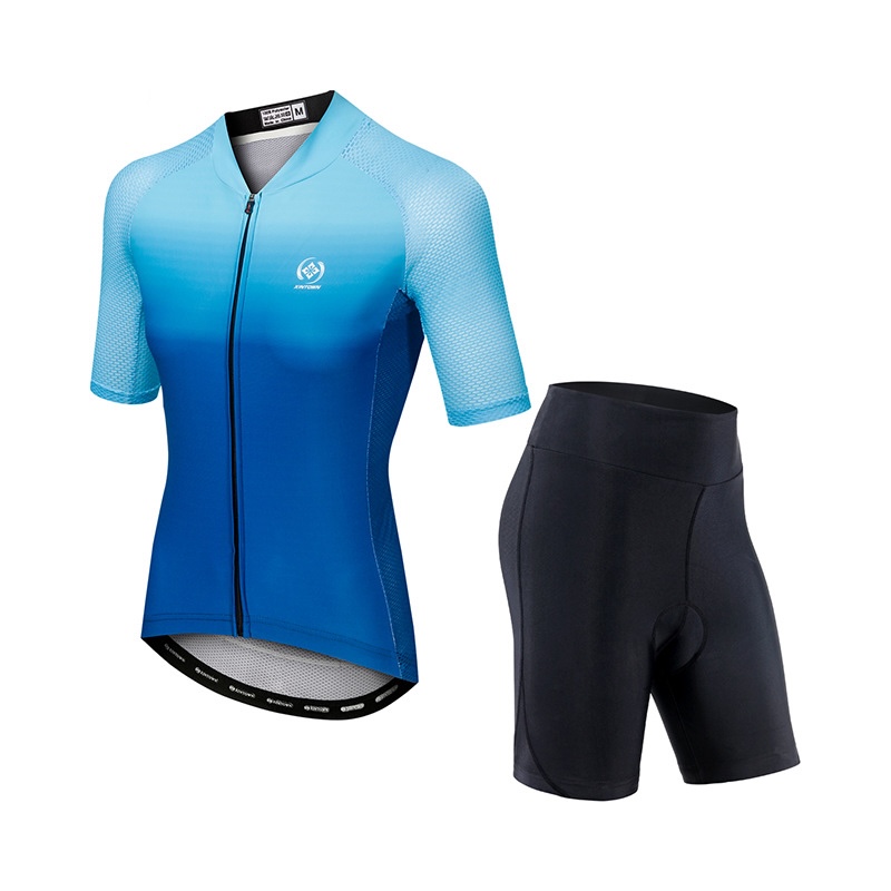 Mountain Biking Outfits Women - 女性用マウンテンバイク半袖セットサイクリングジャージセットジャージ衣装速乾性通気性生地サイクリングジャージ夏