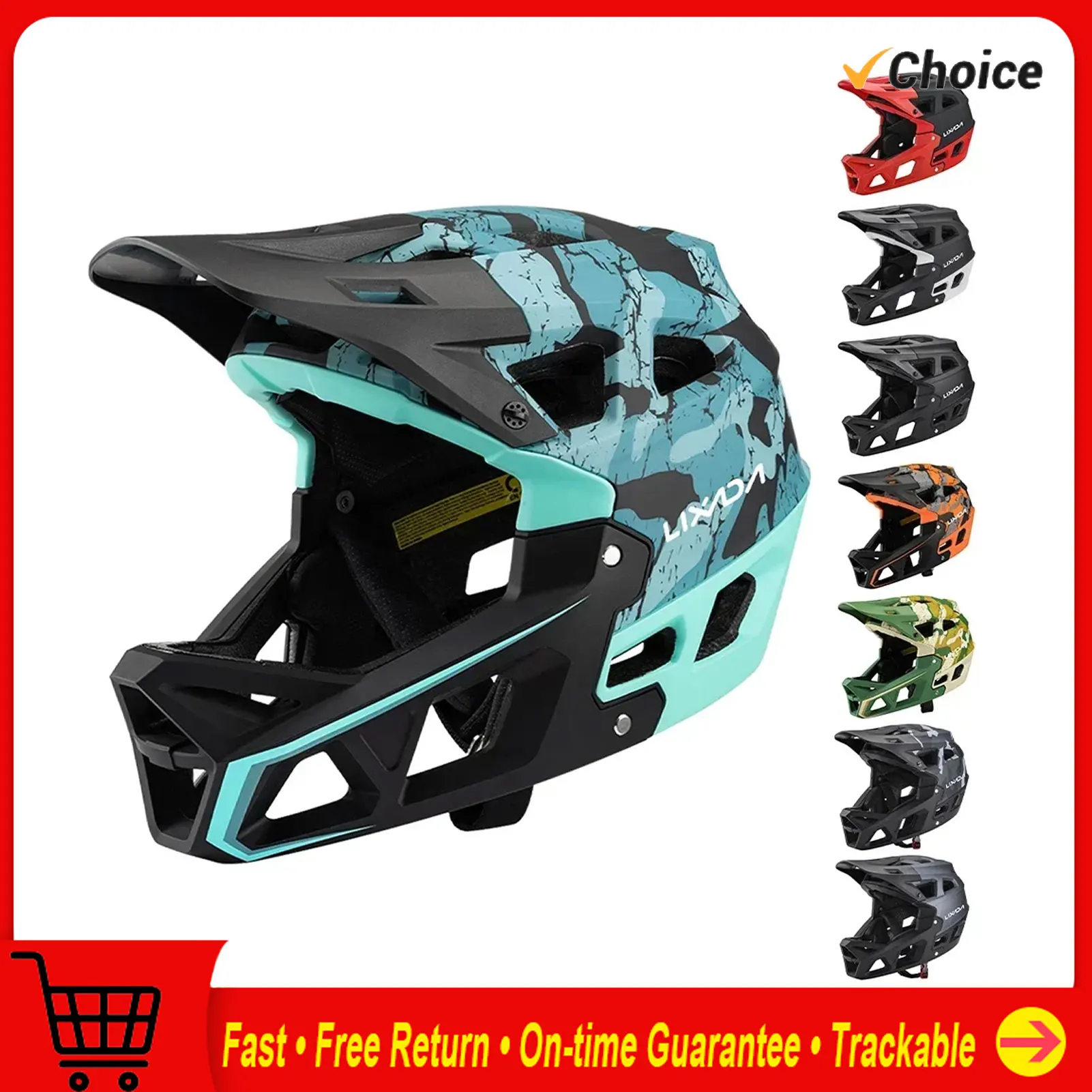 Mountain Biking Full Face Helmet - マウンテンバイク安全サイクリングギア フルフェイスMTBヘルメット ダウンヒルレース用 大人用 31個の通気孔と調節可能なバイザー付き 男女兼用