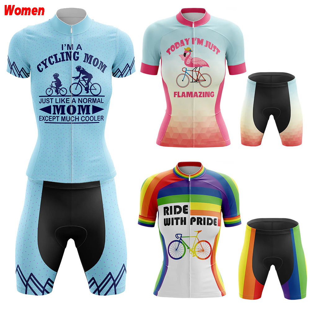 Mountain Biking Outfits Women - ライドウィズプライドポリエステルサイクリング服ユニフォームジャージ女性のバイクショーツ男性 Mtb パンツ衣装セット自転車マウンテンスポーツ