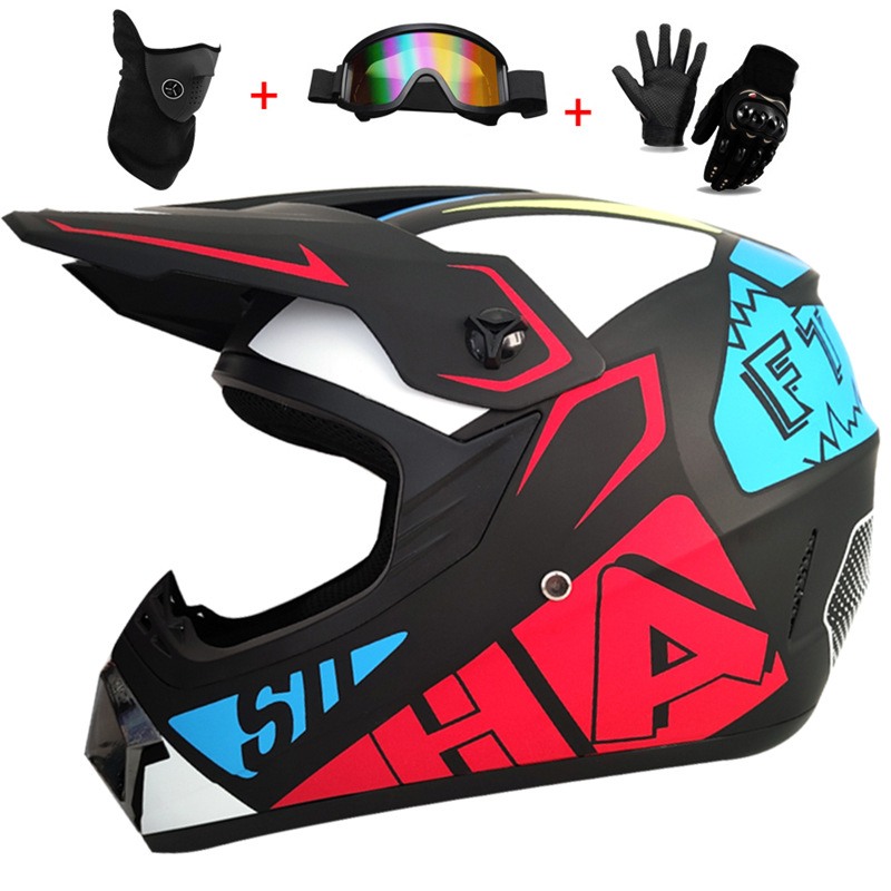 Mountain Biking Full Face Helmet - 3 個の子供用オフロードフルヘルメット、モトクロスカスコ、カートビーチバギーマウンテンバイク用、オールシーズンユニセックス保護サイクリングギア
