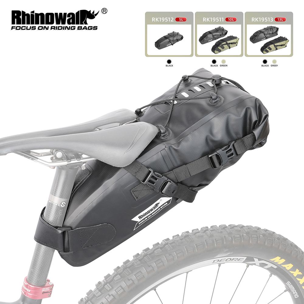 Mountain Biking Bag - Rhinowalk 自転車サドルバッグ 5L-13L 防水大容量折りたたみテールバックリアバッグ MTB ロード荷物自転車アクセサリー