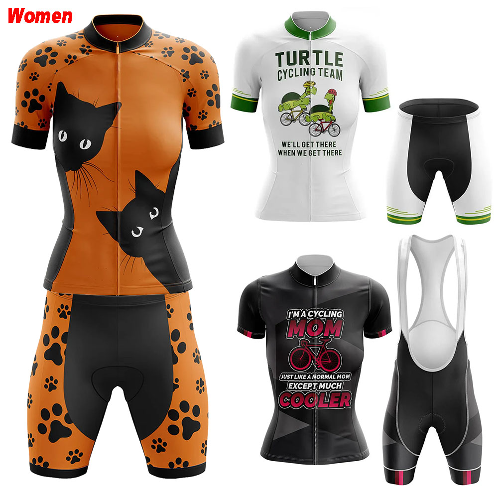 Mountain Biking Outfits Women - いないいないばあ猫ポリエステルサイクリング服制服ジャージ女性のバイクショーツ男 Mtb パンツ衣装セット自転車マウンテンスポーツ