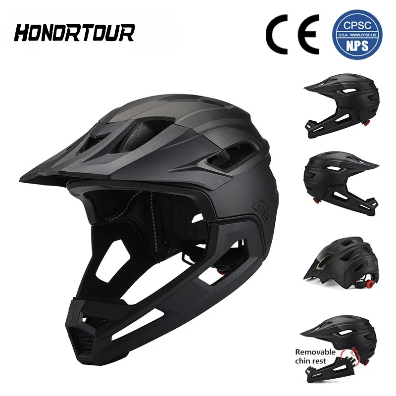 Mountain Biking Full Face Helmet - Eastinear 大人用 Mtb ヘルメット自転車フルフェイス取り外し可能なワンピースオートバイ乗馬安全ヘルメット頭部保護屋外