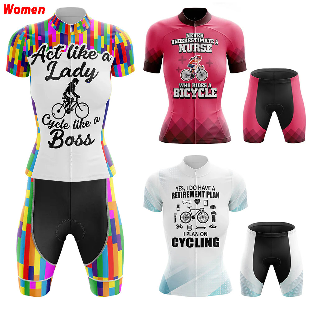 Mountain Biking Outfits Women - サイクリングナースポリエステルサイクリング服制服ジャージ女性のバイクショーツ男性 Mtb パンツ衣装セット自転車マウンテンスポーツ