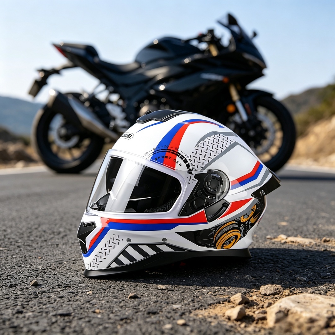 男女兼用フルフェイスオートバイヘルメット DOT認証取得済み - Mountain Biking Full Face Helmet のレビューと価格