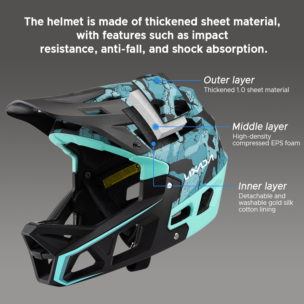 大人用フルフェイスマウンテンバイクヘルメット,ダウンヒルマウ - Mountain Biking Full Face Helmet のレビューと価格