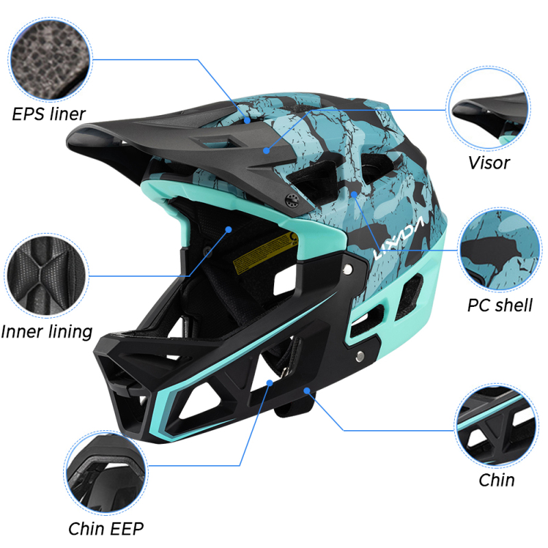 大人用フルフェイスマウンテンバイクヘルメット,ダウンヒルマウ - Mountain Biking Full Face Helmet のレビューと価格