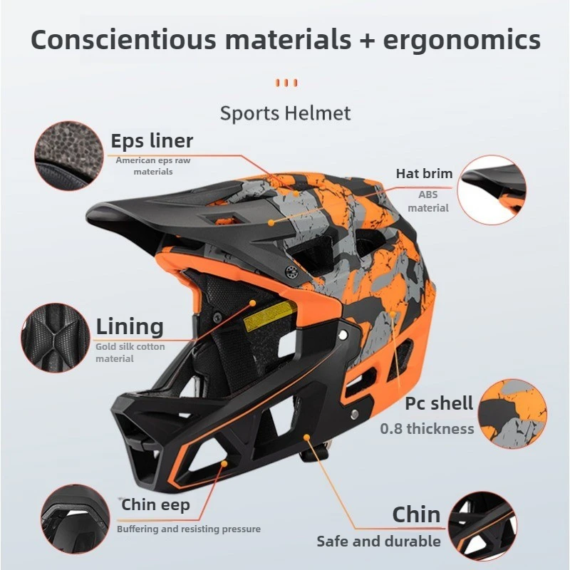 新成人用フルフェイスマウンテンバイクヘルメット迷彩オフロード - Mountain Biking Full Face Helmet のレビューと価格