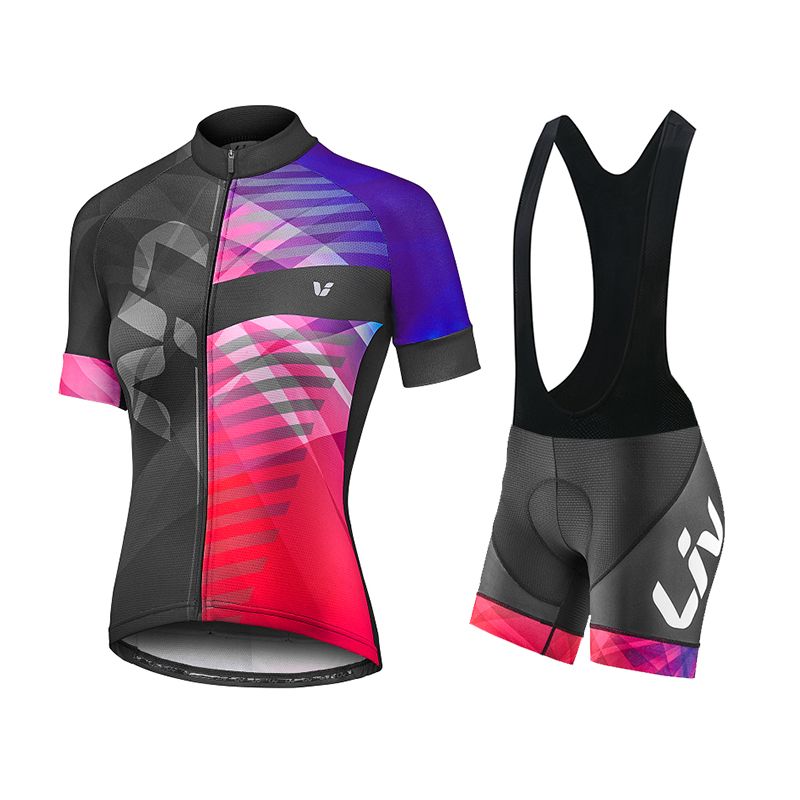 Liv-女性用サイクリングジャージとよだれかけショーツ,半袖 - Mountain Biking Pants のレビューと価格